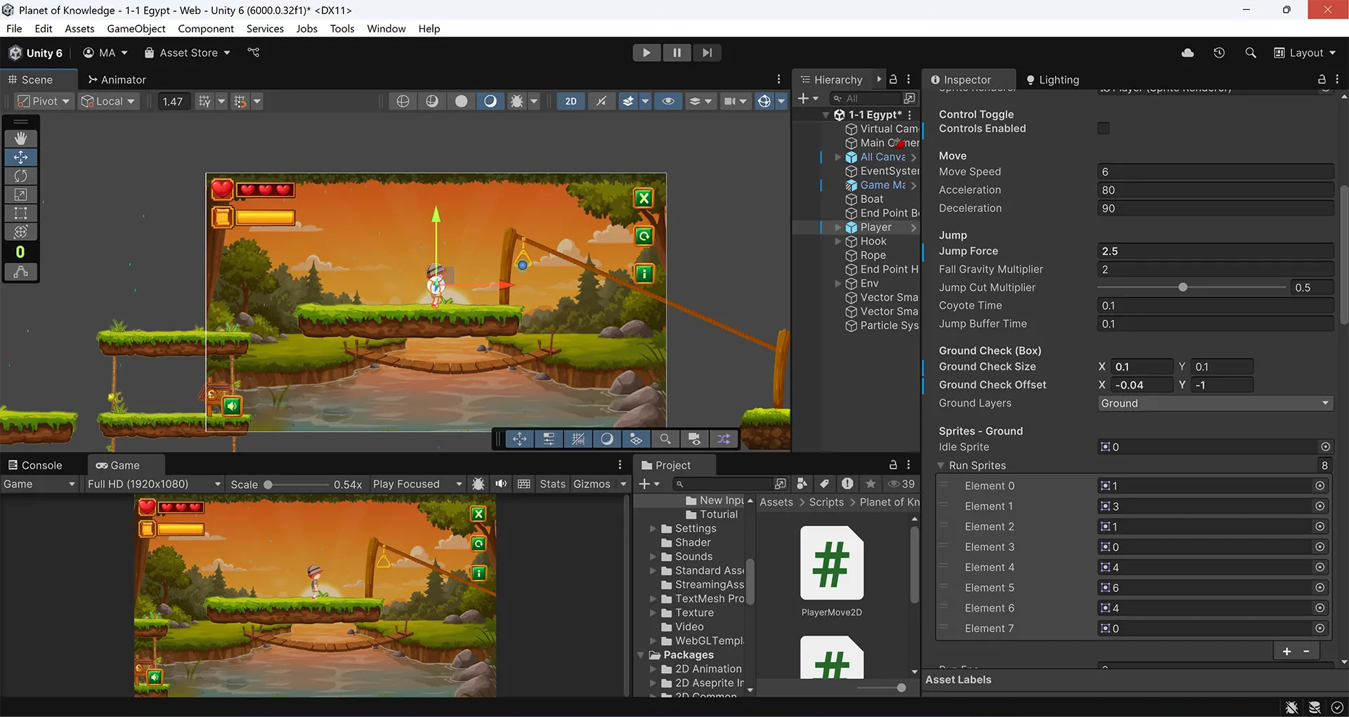 Unity editor screenshot showing Planet of Knowledge level implementation by Brave Mind